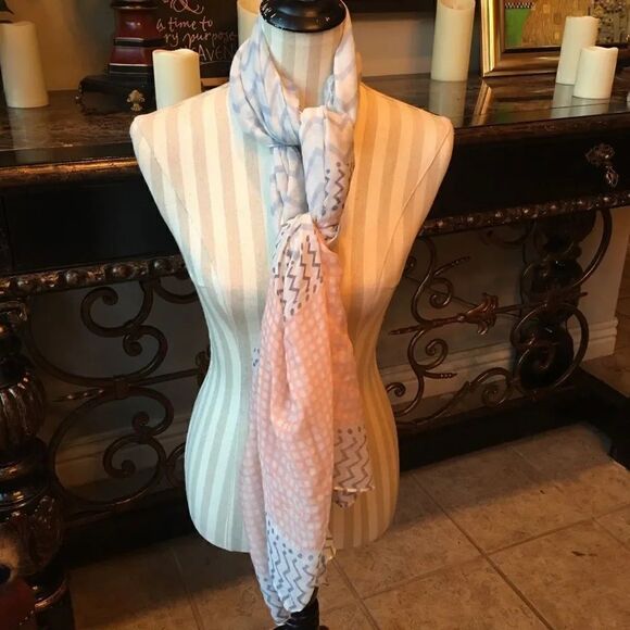 Accessories - GORGEOUS BLUE Pink n Cream Scarf